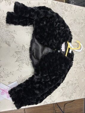 Bonnie Jean Black Faux Fur Shrug Bolero